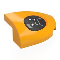 Visuel indicatif Rebrickable de Brique ronde, double courbe 3 x 2 biseauté avec tenon Entaille droite avec motif imprimé Phare noir (Brick Round, Curved Double 3 x 2 Beveled with Stud Notch Right with Black Headlight Print)