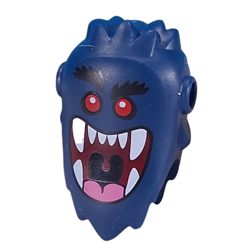 Tête de minifigurine Bogeyman spécial avec yeux rouges, sourcils noirs, crocs blancs, motif imprimé langue (Minifig Head Special Bogeyman with Red Eyes, Black Eyebrows, White Fangs, Tongue Print)