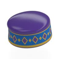 Kufi avec bande bleue, motif imprimé or / violet foncé (Kufi with Blue Band, Gold/Dark Purple Diamonds Print)