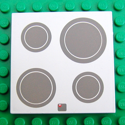 Visuel indicatif Rebrickable de Tuile 6 x 6 avec plaque de cuisson / plaque de cuisson motif imprimé (Tile 6 x 6 with Stovetop / Cooker Hob Print)