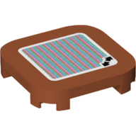 Visuel indicatif Rebrickable de Tuile coins ronds 4 x 4 x 2/3 avec deux flèches et code à barres motif imprimé (autocollant) (Tile Round Corners 4 x 4 x 2/3 with Two Arrows and Barcode Print (Sticker))