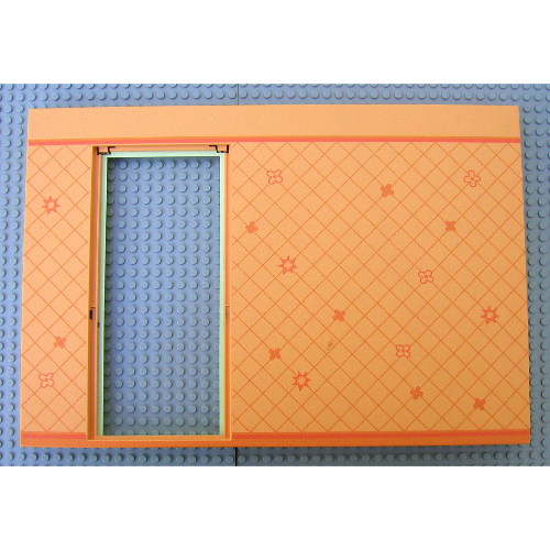 Visuel indicatif Rebrickable de Scala, bâtiment, mur 40 x 2 x 24 avec porte et papier peint orange motif imprimé (Scala, Building, Wall 40 x 2 x 24 with Door and Orange Wallpaper Print)