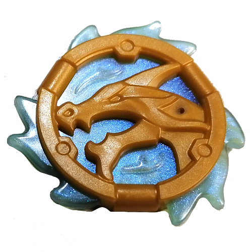 Visuel indicatif Rebrickable de Équipement disque amulette dragon forme avec opale transparent-lumière bleu flammes motif (Equipment Disc Amulet Dragon Shape with Opal Trans-Light Blue Flames Pattern)