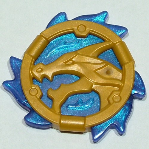 Visuel indicatif Rebrickable de Équipement disque amulette forme de dragon avec opale transparent-foncé bleu flammes motif (Equipment Disc Amulet Dragon Shape with Opal Trans-Dark Blue Flames Pattern)