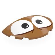 Visuel indicatif Rebrickable de Brique ronde 3 x 6 demi-cercle avec yeux blancs, motif imprimé pupilles noires (Brick Round 3 x 6 Half Circle with White Eyes, Black Pupils Print)