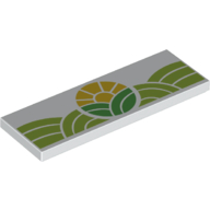 Visuel indicatif Rebrickable de Tuile 2 x 6 avec champ de vert citron et vert, motif imprimé jaune soleil (Tile 2 x 6 with Lime and Green Field, Yellow Sun Print)