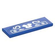 Visuel indicatif Rebrickable de Tuile 2 x 6 avec signe blanc, chemise, boutons, chapeau, motif imprimé chaussure (Tile 2 x 6 with White Sign, Shirt, Buttons, Hat, Shoe Print)