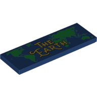Visuel indicatif Rebrickable de Tuile 2 x 6 avec carte du monde verte, motif imprimé jaune 'The Earth' (Tile 2 x 6 with Green World Map, Yellow 'The Earth' Print)