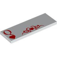 Visuel indicatif Rebrickable de Tuile 2 x 6 avec q rouge, cœur décorations motif imprimé (jouer dessus de carte) (Tile 2 x 6 with Red Q, Heart Decorations Print (Playing Card Top))