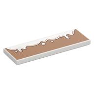 Visuel indicatif Rebrickable de Tuile 2 x 6 avec crème blanche sur fond de nougat moyen motif imprimé (Tile 2 x 6 with White Cream on Medium Nougat Background Print)