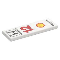 Visuel indicatif Rebrickable de Tuile 2 x 6 avec 'HONDA', Rouge 12, Logo coque, motif imprimé 'McLaren' (Tile 2 x 6 with 'HONDA', Red 12, Shell Logo, 'McLaren' Print)