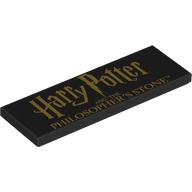 Visuel indicatif Rebrickable de Tuile 2 x 6 avec motif imprimé 'Harry Potter AND THE PHILOSOPHER'S STONE' (Tile 2 x 6 with Gold 'Harry Potter AND THE PHILOSOPHER'S STONE' Print)