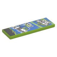 Visuel indicatif Rebrickable de Tuile 2 x 6 avec 'NO LIMITS', drapeaux de course à damier, chariot de boîte à savon sur fond bleu motif imprimé (Tile 2 x 6 with 'NO LIMITS', Checkered Racing Flags, Soap Box Cart on Blue Background Print)