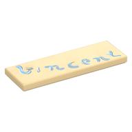 Visuel indicatif Rebrickable de Tuile 2 x 6 avec motif imprimé autographe noir azur 'Vincent' (Tile 2 x 6 with Dark Azure 'Vincent' Autograph Print)