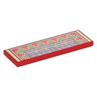 Visuel indicatif Rebrickable de Tuile 2 x 6 avec tapis, décorations vert sable/bleu sable, or garniture motif imprimé (Tile 2 x 6 with Rug, Sand Green/Sand Blue Decorations, Gold Trim Print)