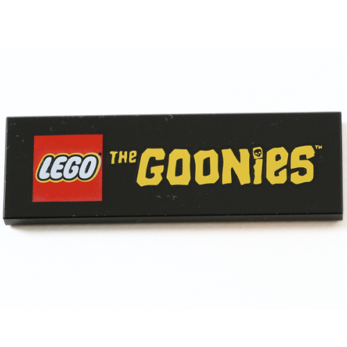 Visuel indicatif Rebrickable de Tuile 2 x 6 avec Logo LEGO, Jaune Motif imprimé "LES GOONIES" (Tile 2 x 6 with LEGO Logo, Yellow "THE GOONIES' Print)