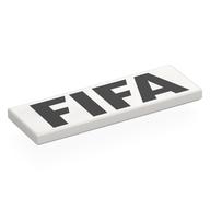 Visuel indicatif Rebrickable de Tuile 2 x 6 avec motif imprimé noir 'FIFA' (Tile 2 x 6 with Black 'FIFA' Print)