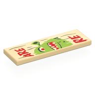 Visuel indicatif Rebrickable de Tuile 2 x 6 avec panneau en bois, 'BEWARE OGRE', Shrek Face, Motif imprimé moitié droite (Tile 2 x 6 with Wooden Sign, 'BEWARE OGRE', Shrek Face, Right Half Print)