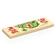 Visuel indicatif Rebrickable de Tuile 2 x 6 avec panneau en bois, 'BEWARE OGRE', Shrek Face, moitié gauche imprimé (Tile 2 x 6 with Wooden Sign, 'BEWARE OGRE', Shrek Face, Left Half Print)