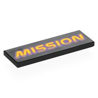 Visuel indicatif Rebrickable de Tuile 2 x 6 avec motif imprimé violet et orange 'MISSION' (Tile 2 x 6 with Purple and Orange 'MISSION' Print)