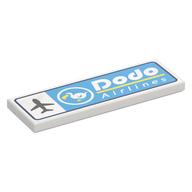 Visuel indicatif Rebrickable de Tuile 2 x 6 avec avion, 'DODO Airlines' sur fond moyen azur motif imprimé (Tile 2 x 6 with Airplane, 'DODO Airlines' on Medium Azure Background Print)
