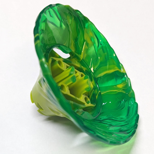 Visuel indicatif Rebrickable de Brique ronde Cône toupie avec motif transparent-Vert marbré (Brick Round Cone Spinner with Marbled Trans-Green Pattern)