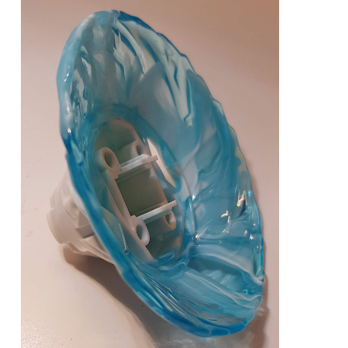 Visuel indicatif Rebrickable de Brique cône rond toupie avec marbré transparent-lumière motif bleu (Brick Round Cone Spinner with Marbled Trans-Light Blue Pattern)