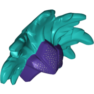 Coiffe avec des plumes, diadème violet foncé avec motif imprimé de points argentés (Headdress with Feathers, Dark Purple Tiara with Silver Dots Print)