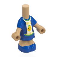 Robe courte corps micro-poupée bleu avec chemise blanche, citron, lignes jaunes motif imprimé (Microdoll Body Short Dress Blue with White Shirt, Lemon, Yellow Lines Print)