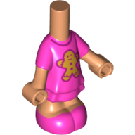 Visuel indicatif Rebrickable de Micro-poupée corps robe courte rose foncé avec pain d'épice figurine motif imprimé, nougat bras et jambes (Microdoll Body Short Dress Dark Pink with Ginger Bread Figure Print, Nougat Arms and Legs)
