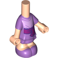Micro-poupée corps robe courte lavande moyen avec ceinture/arc rose foncé avec motif imprimé bord violet foncé, bras et jambes de nougat (Microdoll Body Short Dress Medium Lavender with Dark Pink Belt/Bow with Dark Purple Trim Print, Nougat Arms and Legs)