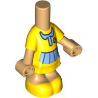 Robe courte corps micro-poupée jaune, bleu moyen, bras et jambes beige chauds (Microdoll Body Short Dress Yellow, Medium Blue Trim, Warm Tan Arms and Legs)