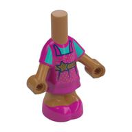 Micro-poupée corps robe courte magenta avec chemise azur foncé, bande d'or avec étoile, motifs imprimés taches (Microdoll Body Short Dress Magenta with Dark Azure Shirt, Gold Band with Star, Spots Print)