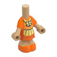 Robe courte corps micro-poupée orange, chemise jaune clair vif et motif imprimé arc (Microdoll Body Short Dress Orange, Bright Light Yellow Shirt and Bow Print)