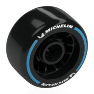 Visuel indicatif Rebrickable de Jante 24 x 13,4 avec pneu noir slick avec motif imprimé blanc 'MICHELIN', bande noire azur (Wheel Rim 24 x 13.4 with Black Slick Tyre with White 'MICHELIN', Dark Azure Stripe Print)