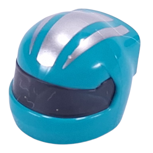 Visuel indicatif Rebrickable de Casque, formule 1 avec motif de visière transparent-noir et motif imprimé de rayures argentées (Helmet, Formula 1 with Trans-Black Visor Pattern and Silver Stripes Print)