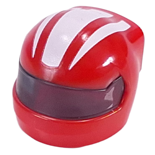 Visuel indicatif Rebrickable de Casque, formule 1 avec motif de visière transparent-noir et motif imprimé de rayures blanches (Helmet, Formula 1 with Trans-Black Visor Pattern and White Stripes Print)