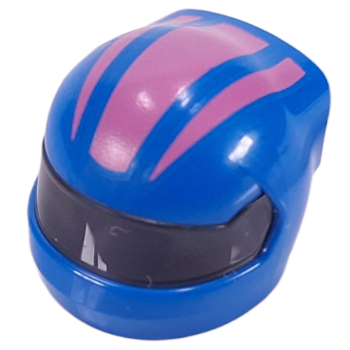 Visuel indicatif Rebrickable de Casque, Formule 1 avec motif Visière transparent-Noir et motif imprimé rayures rose foncé (Helmet, Formula 1 with Trans-Black Visor Pattern and Dark Pink Stripes Print)