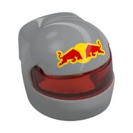 Visuel indicatif Rebrickable de Casque, formule 1 avec motif de visière transparent-rouge et taureaux rouges, fond jaune imprimé (Helmet, Formula 1 with Trans-Red Visor Pattern and Red Bulls, Yellow Background Print)