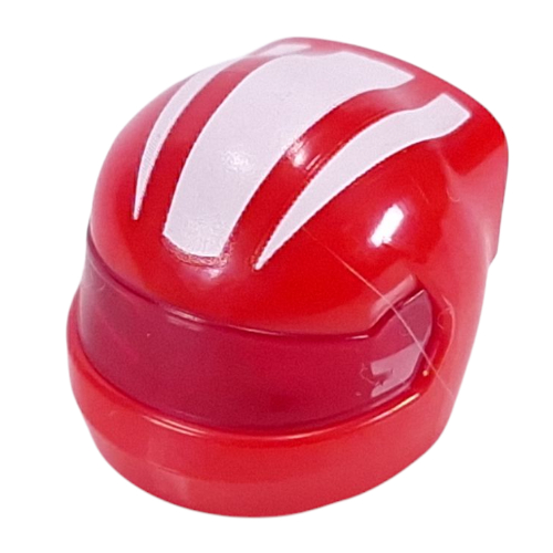 Visuel indicatif Rebrickable de Casque, formule 1 avec motif de visière transparent-rouge et motif imprimé à rayures blanches (Helmet, Formula 1 with Trans-Red Visor Pattern and White Stripes Print)