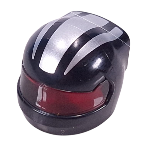 Visuel indicatif Rebrickable de Casque, formule 1 avec motif de visière transparent-rouge et motif imprimé de rayures argentées (Helmet, Formula 1 with Trans-Red Visor Pattern and Silver Stripes Print)