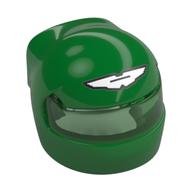 Casque, formule 1 avec motif de visière transparent-vert et blanc/argent aston martin ailes motif imprimé (Helmet, Formula 1 with Trans-Green Visor Pattern and White/Silver Aston Martin Wings Print)