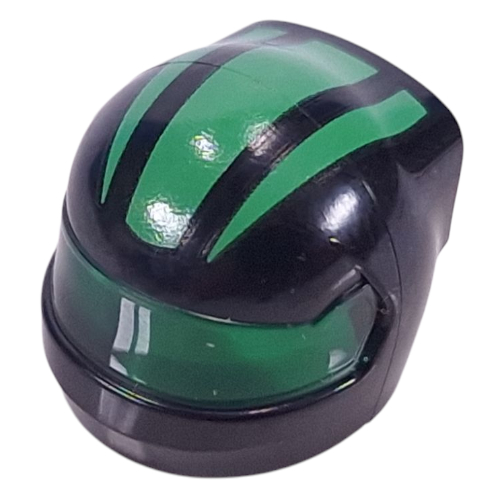 Visuel indicatif Rebrickable de Casque, Formule 1 avec motif Visière transparent-Vert et motif imprimé Rayures Vert Clair (Helmet, Formula 1 with Trans-Green Visor Pattern and Bright Green Stripes Print)