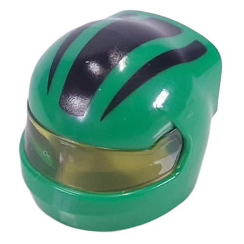 Visuel indicatif Rebrickable de Casque, Formule 1 avec motif Visière transparent-Jaune et motif imprimé rayures noires (Helmet, Formula 1 with Trans-Yellow Visor Pattern and Black Stripes Print)