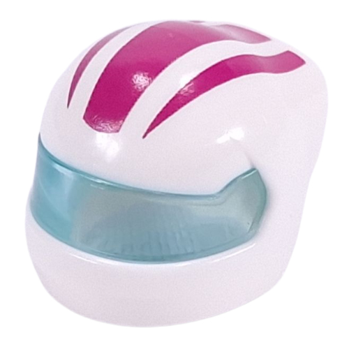 Visuel indicatif Rebrickable de Casque, formule 1 avec motif de visière bleu clair et motif imprimé de rayures magenta (Helmet, Formula 1 with Trans-Light Blue Visor Pattern and Magenta Stripes Print)