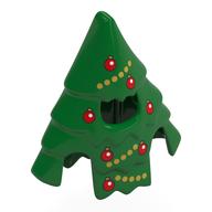 Arbre de costume avec des boules de Noël rouges, banderoles or imprimé (Costume Tree with Red Christmas Balls, Gold Streamers Print)