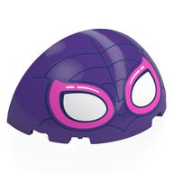 Visuel indicatif Rebrickable de Dôme 6 x 3 x 3 demi avec des sangles bleu foncé, blanc/rose foncé spider-Gwen yeux motif imprimé (Dome 6 x 3 x 3 Half with Dark Blue Webbings, White/Dark Pink Spider-Gwen Eyes Print)
