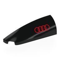 Visuel indicatif Rebrickable de Brique ronde, courbé double 1 x 4 avec cran stud gauche avec logo audi rouge motif imprimé (Brick Round, Curved Double 1 x 4 with Stud Notch Left with Red Audi Logo Print)