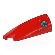 Visuel indicatif Rebrickable de Brique ronde, courbée double 1 x 4 avec encoche gauche avec bouchon de carburant argenté motif imprimé (Brick Round, Curved Double 1 x 4 with Stud Notch Left with Silver Fuel Cap Print)