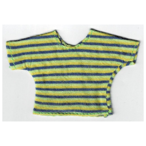 Visuel indicatif Rebrickable de Scala, T-chemise, jaune, vert moyen et rayures bleu foncé (Scala, T-Shirt, Yellow, Medium Green, and Dark Blue Stripes)